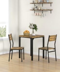 HOMCOM Three-Piece Minimal and Compact Dining Set, Rustic Brown