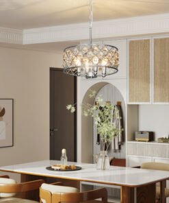 HOMCOM 51 Crystallite Four-Bulb Chandelier - Silver-Tone