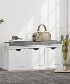 HOMCOM Three-Drawer Shoe Bench, with Seat - White