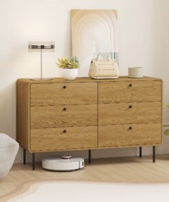 HOMCOM Chest of Drawers, 6 Drawer Dresser - Oak