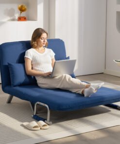 HOMCOM Two-Seater Click-Clack Sofa Bed - Dark Blue