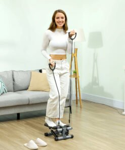 SPORTNOW Mini Stepper, Compact Step Machine Exerciser for Home Workouts, with Resistance Bands, LCD Monitor, Non-Slip Pedals