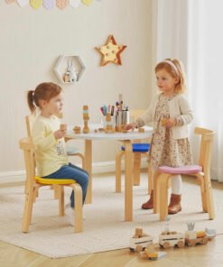 AIYAPLAY 5 Piece Kids Table and Chairs Set, Wooden Toddler Table and Chairs Set for Nursery, Playroom, Classroom, for 3-8 Years