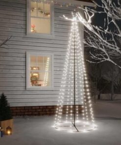 Christmas Cone Tree Decoration LED Lights Star Xmas Home Indoor Outdoor Tree 10F white