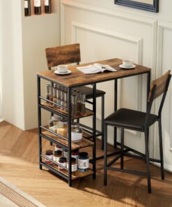 HOMCOM Three-Piece Compact Bar Table Set - Brown/Black