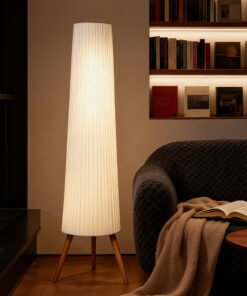 HOMCOM Dimmable Tripod Floor Lamp with Foot Switch, Nordic Standing Lamp with Wood Legs and Fabric Shade for Living Room, Bedroom, Office, 153cm, White