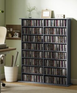 HOMCOM 16-Compartment Media Shelf - Grey