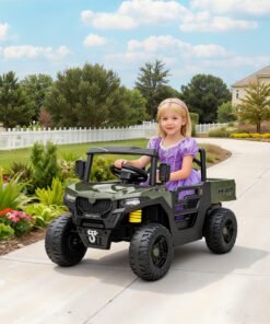 AIYAPLAY Kids Ride on Car, 12V Electric Kids UTV with Electric Dump Bed, 4-Wheel Suspension for 3-8 Years, Green