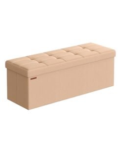 Storage Ottoman Bench with 110 cm Folding Foot Rest Stool