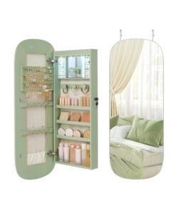 LED Lockable Rounded Wide Mirror Cabinet