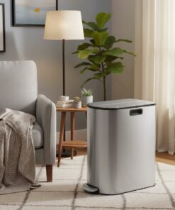 Dual Compartment Recycling Bin, 30L and 20L Pedal Kitchen Waste Bin with Slim Design, Wing Lids