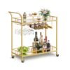 Bar cart with mirrored shelves