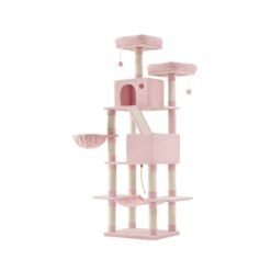 206 cm Large Multi-Level Cat Tree with 13 Scratching Posts Jelly Pink