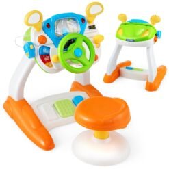 Kids Steering Wheel Toy and Stool with Cyclic Rotary Scene