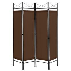 6 Feet 4-Panel Light Weight Room Divider with Polyester Cloth-Brown
