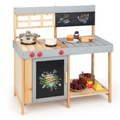 Kids Wooden Mud Kitchen Set with Chalkboard