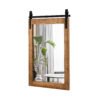 Wall Mounted Mirror with Solid Wood Frame and Metal Bracket-Brown
