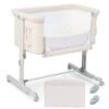 3-in-1 Adjustable Baby Bedside Bassinet with Mattress-Beige