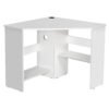 Triangle Corner Computer Desk with Open Shelf and Cable Holes-White