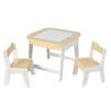 Kids Table and Chairs Set with Double-Sided Tabletop and Hidden Storage-Natural