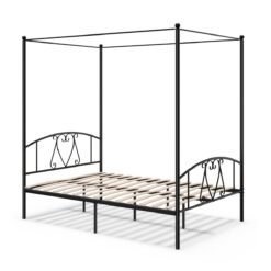 Double Size Metal Canopy Bed Frame-Black
