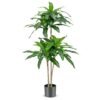 140 CM Tall Fake Dracaena Plant with 92 Leaves and Built-in Cement Pot