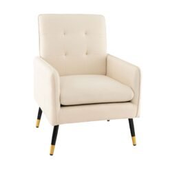 Linen Fabric Accent Chair Single Sofa with Removable Seat Cushion-Beige