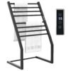 8 Bars Wall Mounted Towel Warmer Rack with LED Display-Black