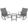 PE Rattan Rocking Chairs with Tempered Glass Side Table-Grey