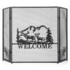 132 x 79 cm Fireplace Screen with Natural Scenery and Moose Pattern