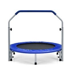 101cm Foldable Trampoline with 4-Level Adjustable Handle for Adults-Blue