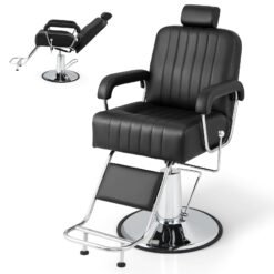 Salon Chair Hydraulic Barber Chair with Adjustable Headrest-Black