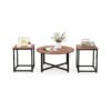 3-Piece Coffee Table Set with Heavy-duty Metal Frame-Walnut