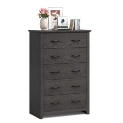 Dresser Vertical Chest of Drawers with 5 Pull-out Drawers-Dark Grey