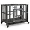 Foldable Metal Dog Cage Chew-proof Dog Crate with Lockable Universal Wheels