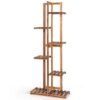 6-tier Wood Plant Stand with Anti-tilting Device and Multifunctional Display Shelf