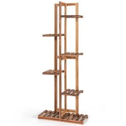 6-tier Wood Plant Stand with Anti-tilting Device and Multifunctional Display Shelf