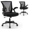 Ergonomic Office Chair Adjustable Swivel Task Chair with Flip-Up Armrests-Black