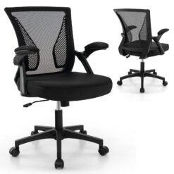 Ergonomic Office Chair Adjustable Swivel Task Chair with Flip-Up Armrests-Black