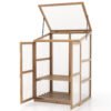 Portable Mini Wooden Greenhouse with 2 Removable Shelves