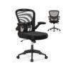 Ergonomic Office Chair Adjustable Swivel Mesh Task Chair with Flip-Up Armrests-Black