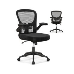Ergonomic Office Chair Adjustable Swivel Mesh Task Chair with Flip-Up Armrests-Black