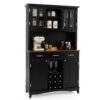Kitchen Cupboard with Adjustable Shelves and Drawers-Black