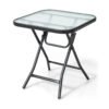 Patio Bistro Table Square Glass Side Table with Rustproof Frame