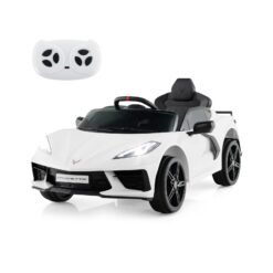 12V Electric Kids Ride On Car with Remote Control and Lights-White