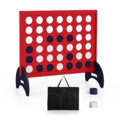 Giant 4-to-Score Game Set with Carrying Bag and 42 Pieces Jumbo Rings-Red