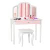Kids Vanity Table and Stool Set Princess Makeup Dressing Table-White