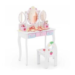 2-in-1 Kids Vanity Table and Chair Set-White