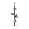 5-Tier Wooden Cat Tower Floor to Ceiling Cat Tree with Adjustable Height-Grey
