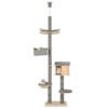 Floor to Ceiling Cat Tree with Adjustable Height for Indoor Cats-Natural